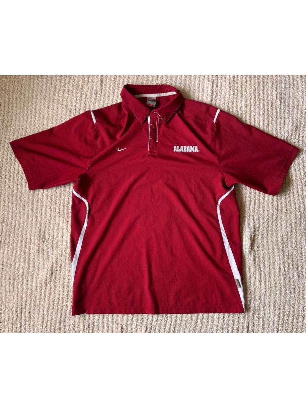 Nike Team Alabama Crimson Tide Fit Dry Polo Shirt Mens Large Red Short Sleeve
